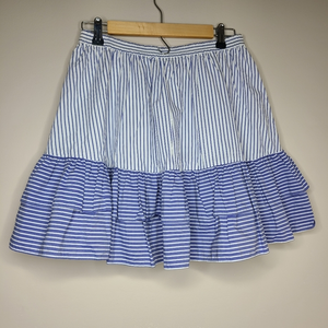 J.‎ Crew White Lagoon Striped Ruffled Skirt Size 4